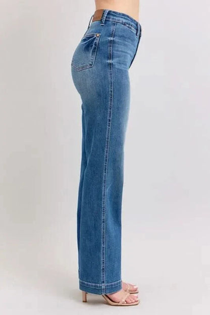 Judy Blue Full Size High Waist Contrast Thread Straight