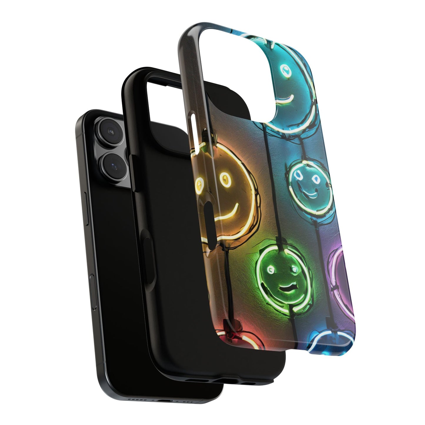 Colorful Neon Smiley Face Phone Case - Tough & Stylish Protection