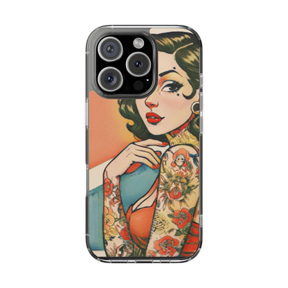 Retro Pin Up Clear Phone Case