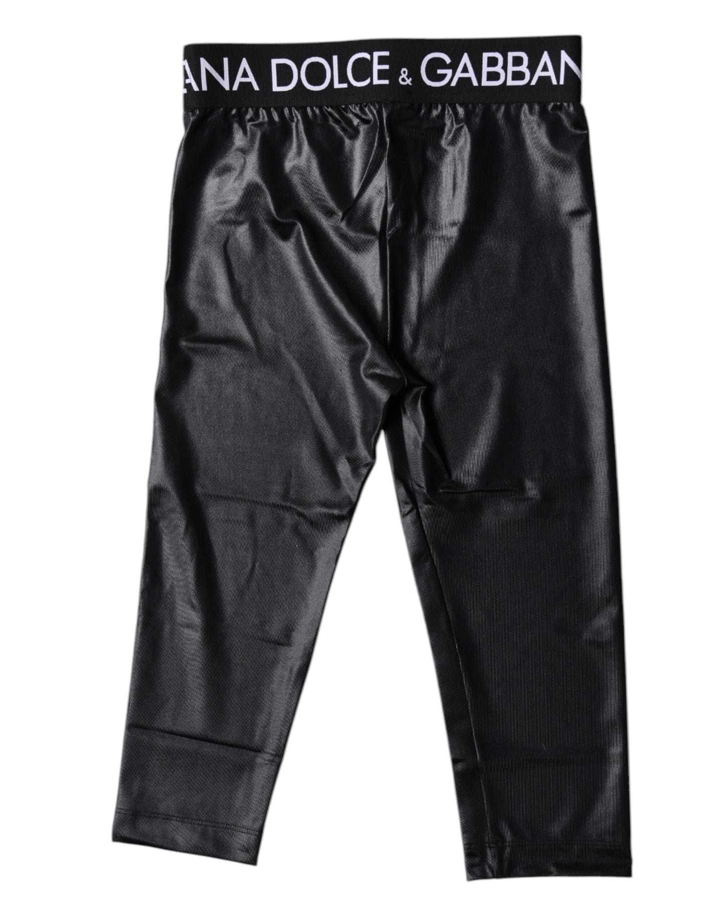 Dolce & Gabbana Black Logo Nylon Cropped Tights Pants Underwear