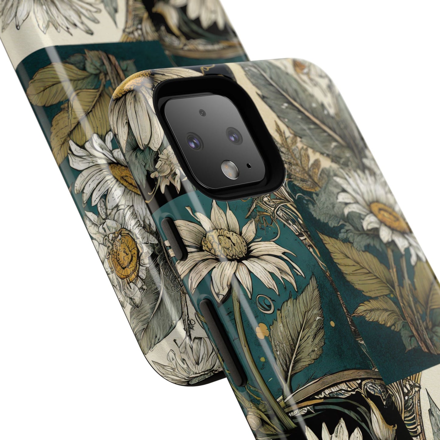 Abstract Teal Daisy Tough Phone Case