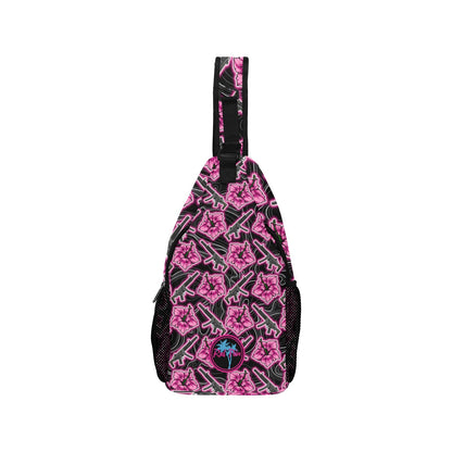 High Capacity Hibiscus Black Neon Sling Bag
