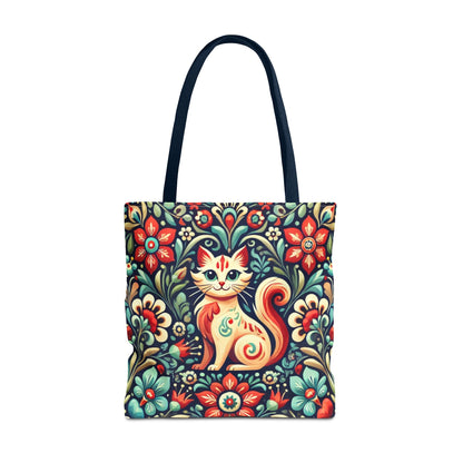 Orange Cat Folk Art Tote Bag