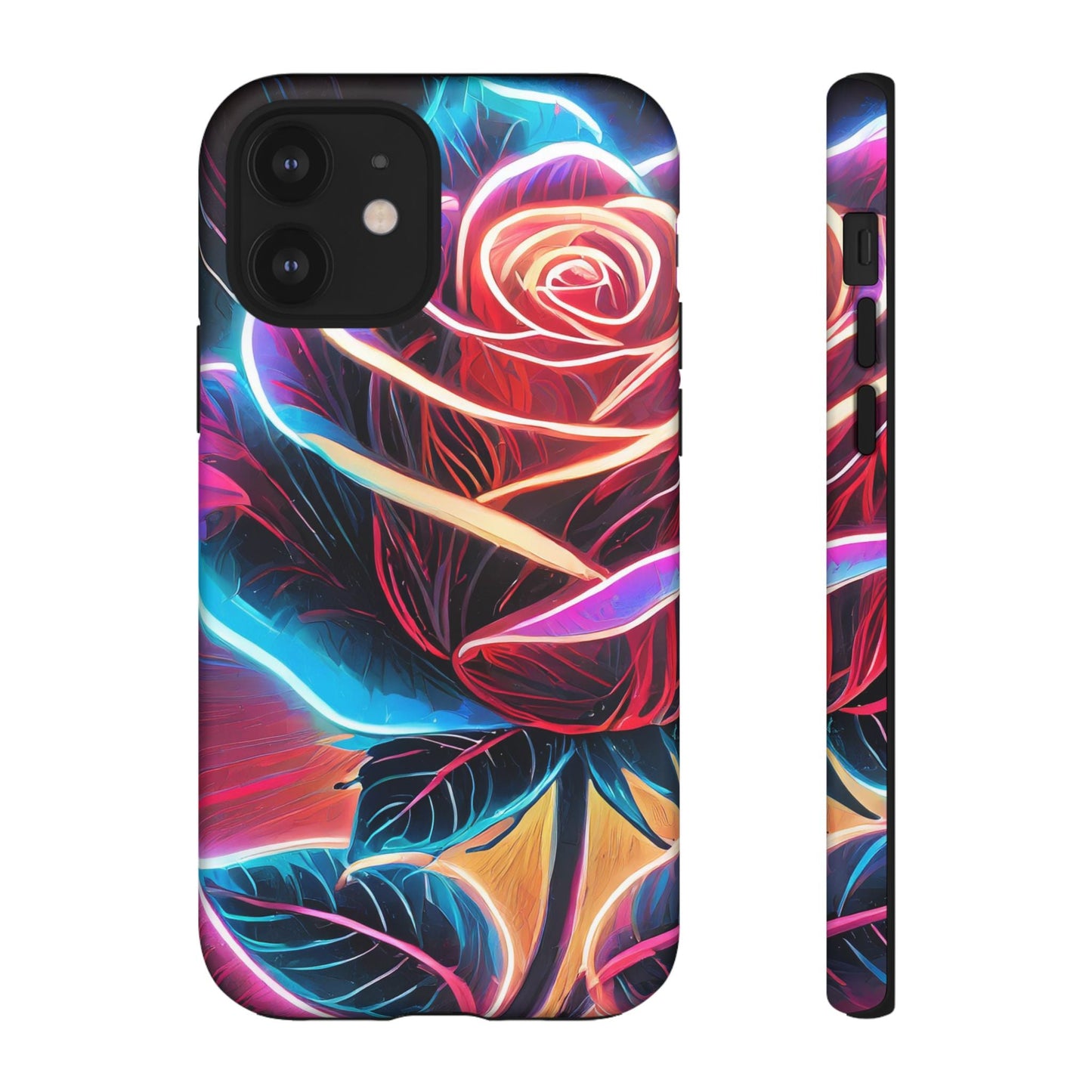 Artistic Neon Rose Tough Phone Case