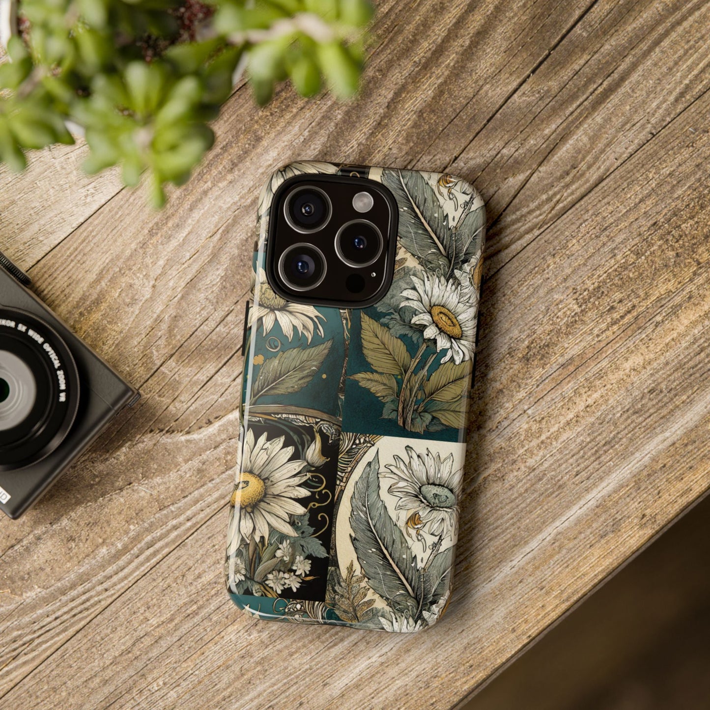 Abstract Teal Daisy Tough Phone Case