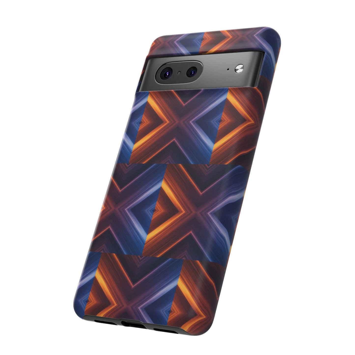 Stylish Tough Phone Case With Blue & Orange Abstract Design