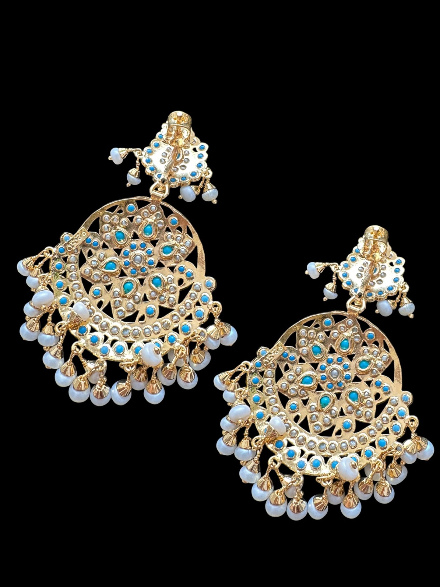 Freya Turquoise & Freshwater Pearl Earrings – Gold-Plated 92.5 Silver (Ready to Ship)