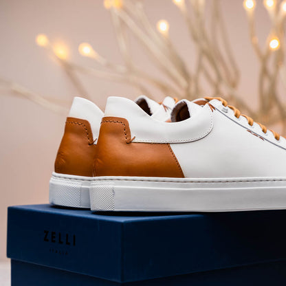 65-229-WHT Diaz Rubberized Calfskin Sneaker White