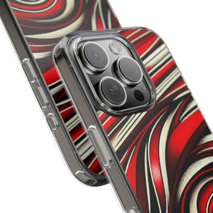 Red & White Swirl Abstract Clear Phone Case