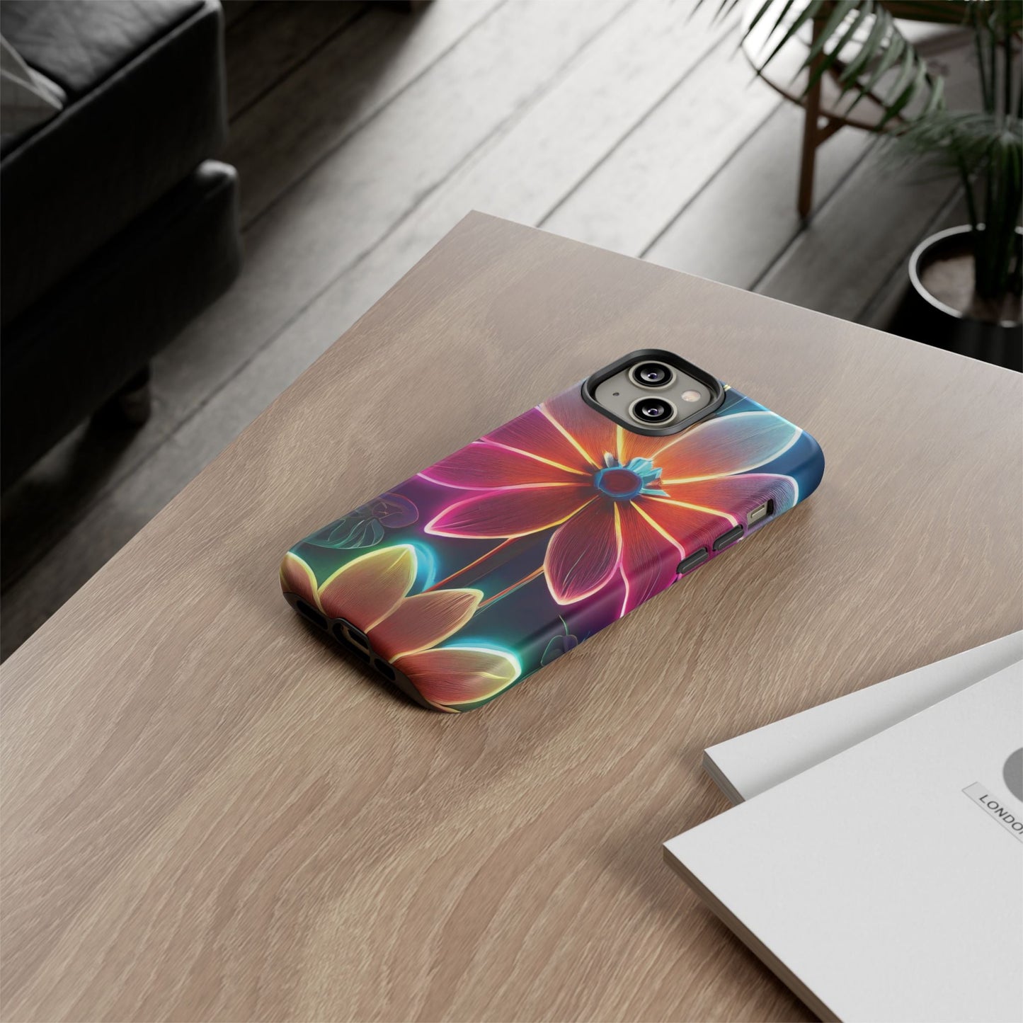 Vibrant Neon Flowers Tough Phone Case