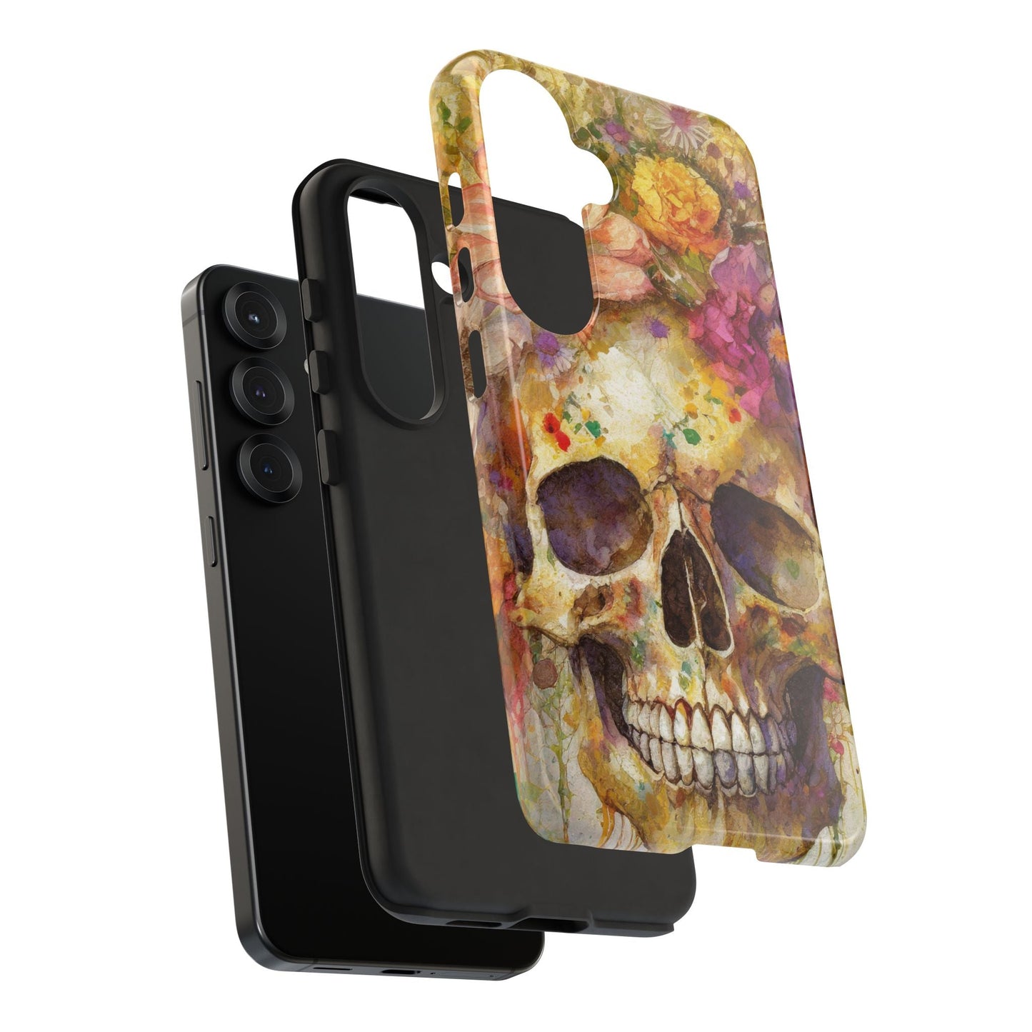 Unique Floral Skull Tough Phone Case
