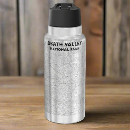 Death Valley National Park Badwater Basin Topographic Insulated Water Bottle Tumbler 32oz
