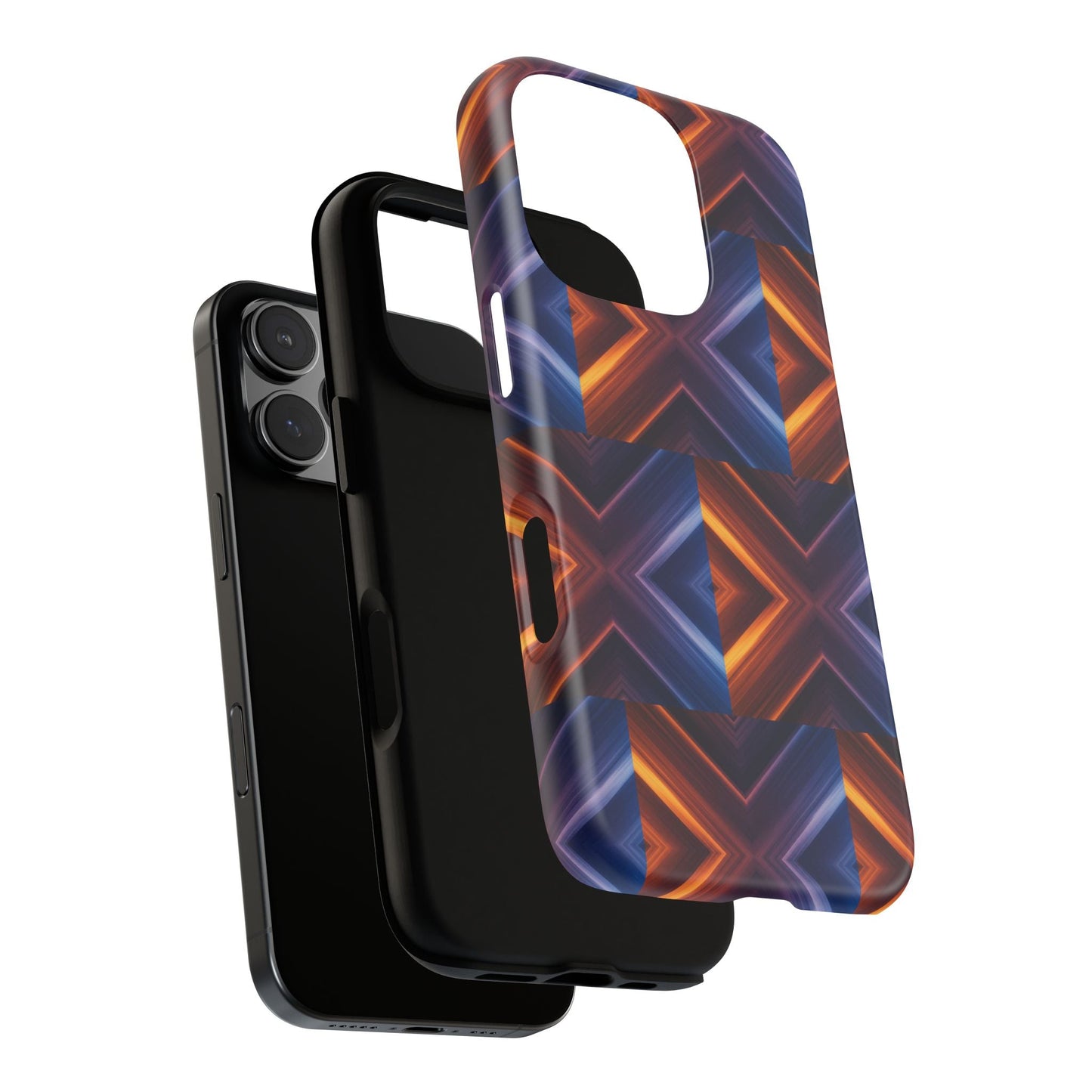 Stylish Tough Phone Case With Blue & Orange Abstract Design