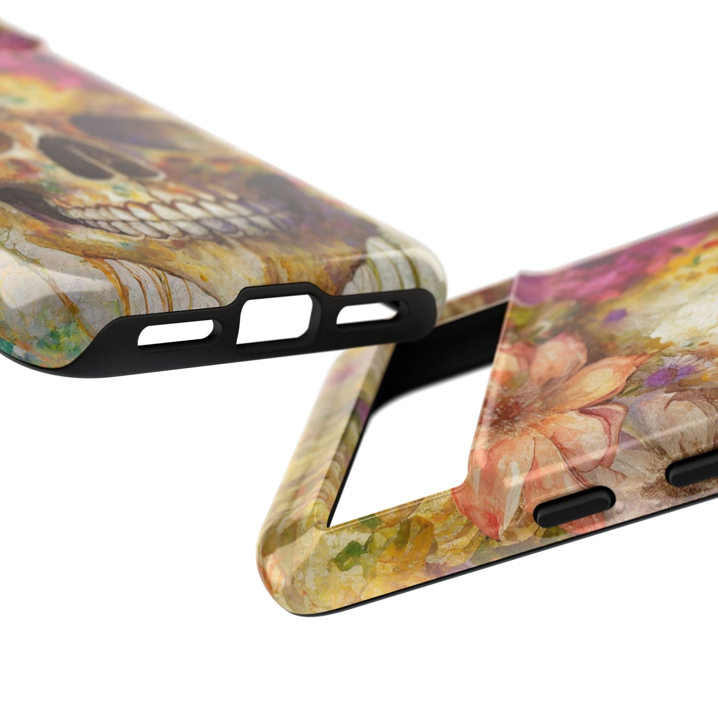 Unique Floral Skull Tough Phone Case