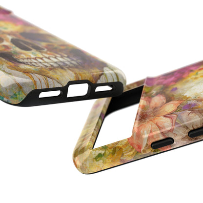 Unique Floral Skull Tough Phone Case