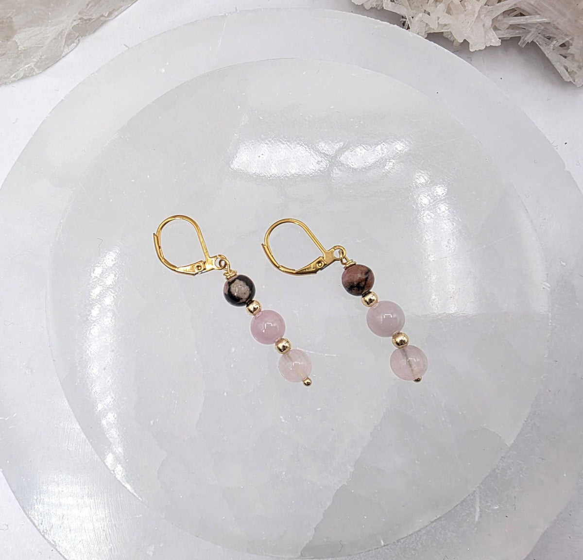 I AM ENOUGH - Kunzite, Rose Quartz, Rhodonite Gem Jewelry Set
