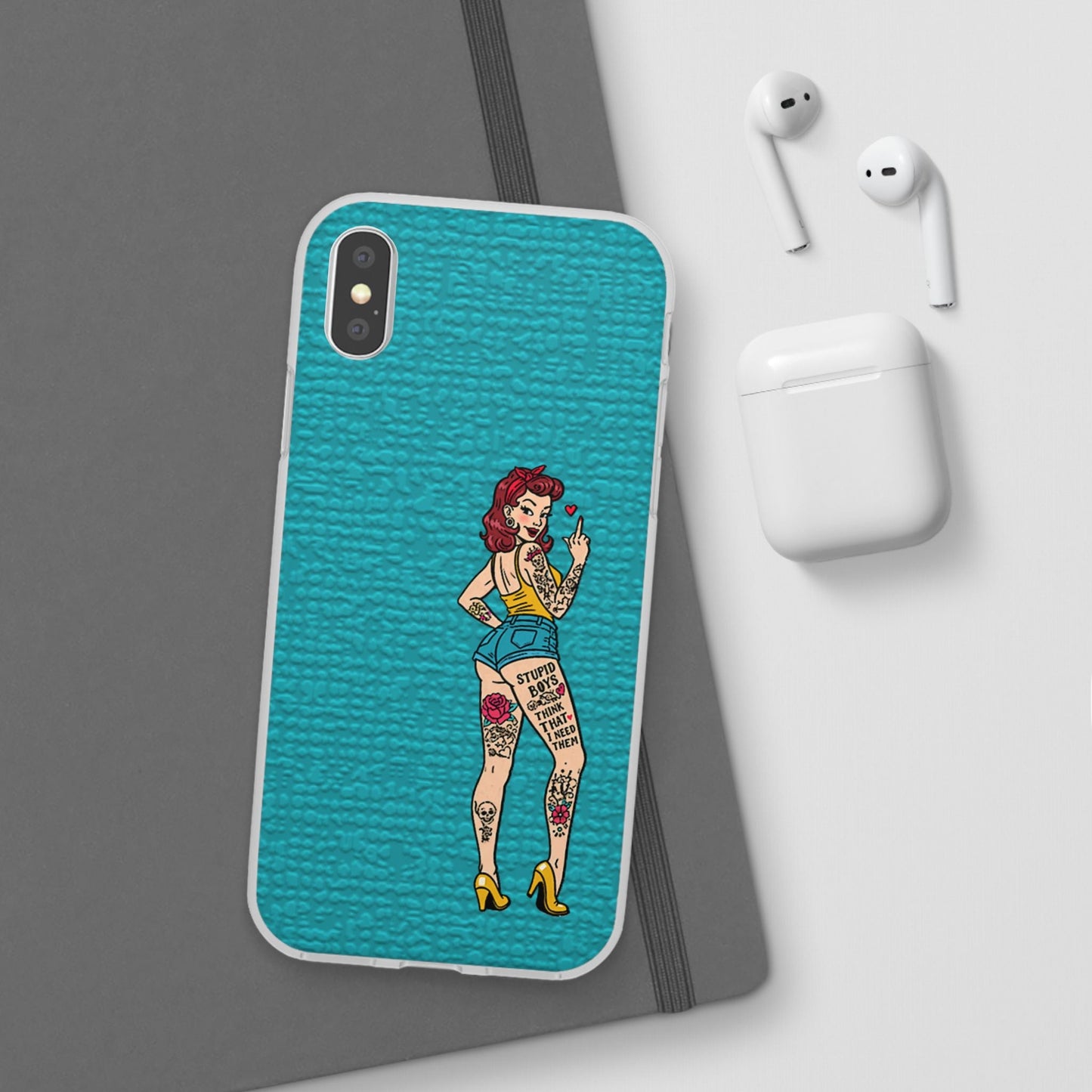 Sassy Pin-Up Stupid Boys Teal Flexi Phone Case