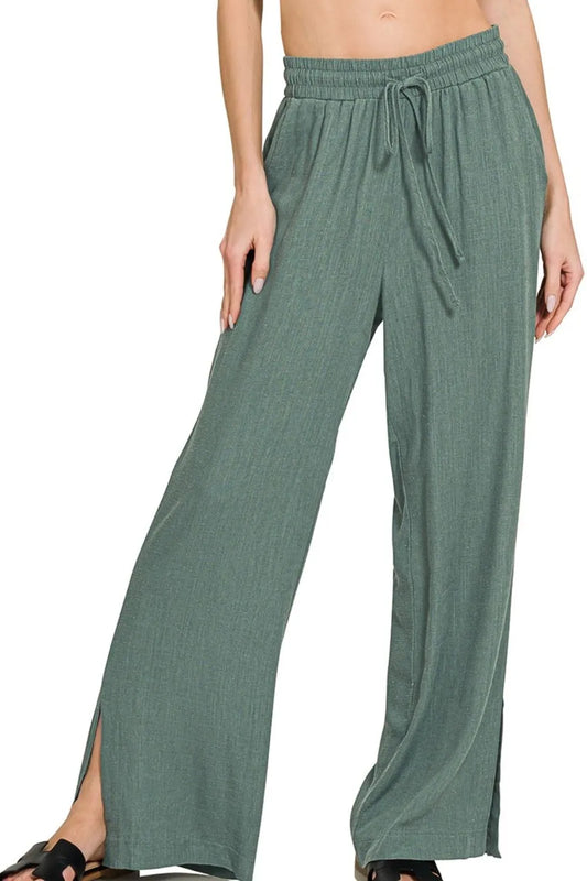 Zenana Linen Drawstring Pants