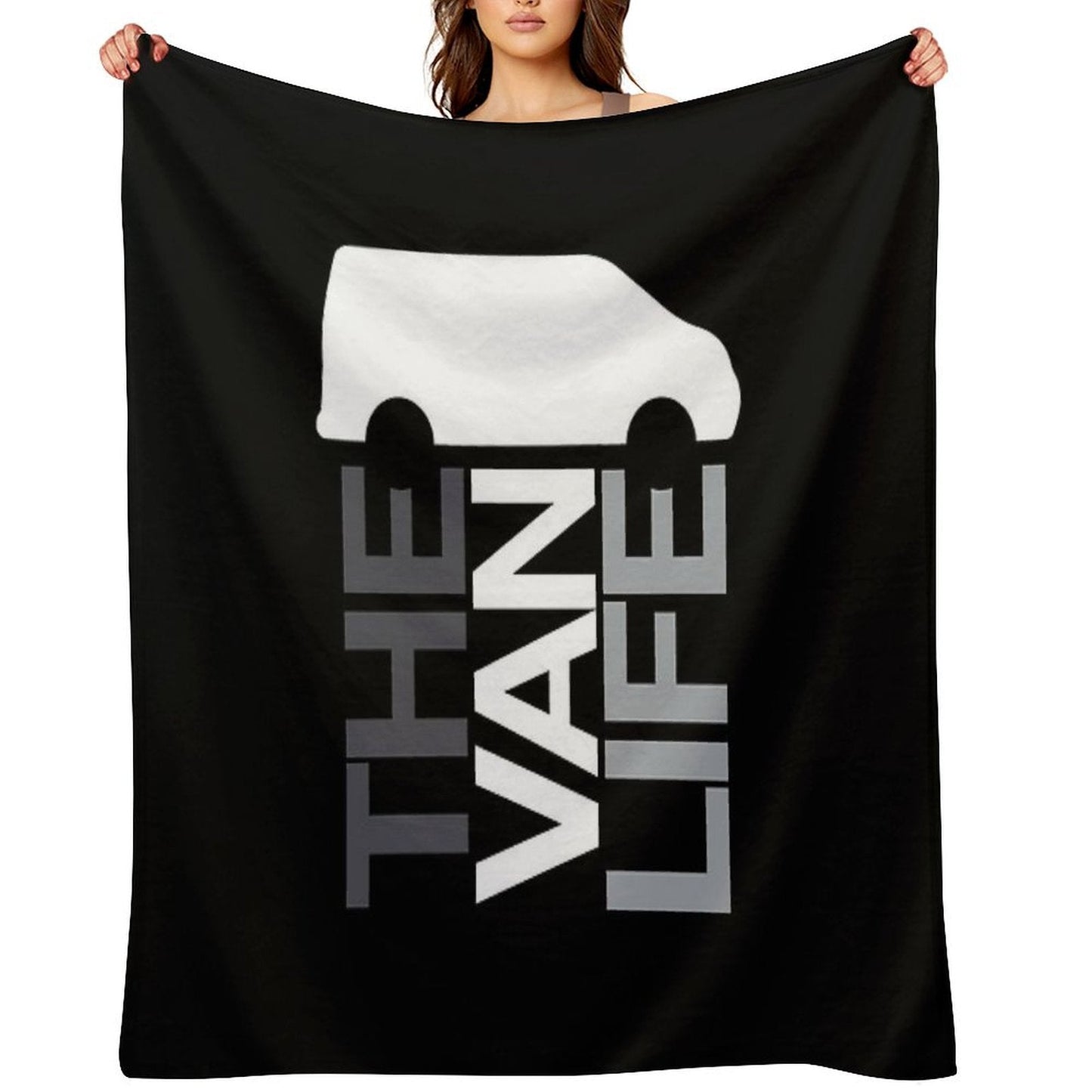 The Van Life Logo  Greyscale Throw Blanket