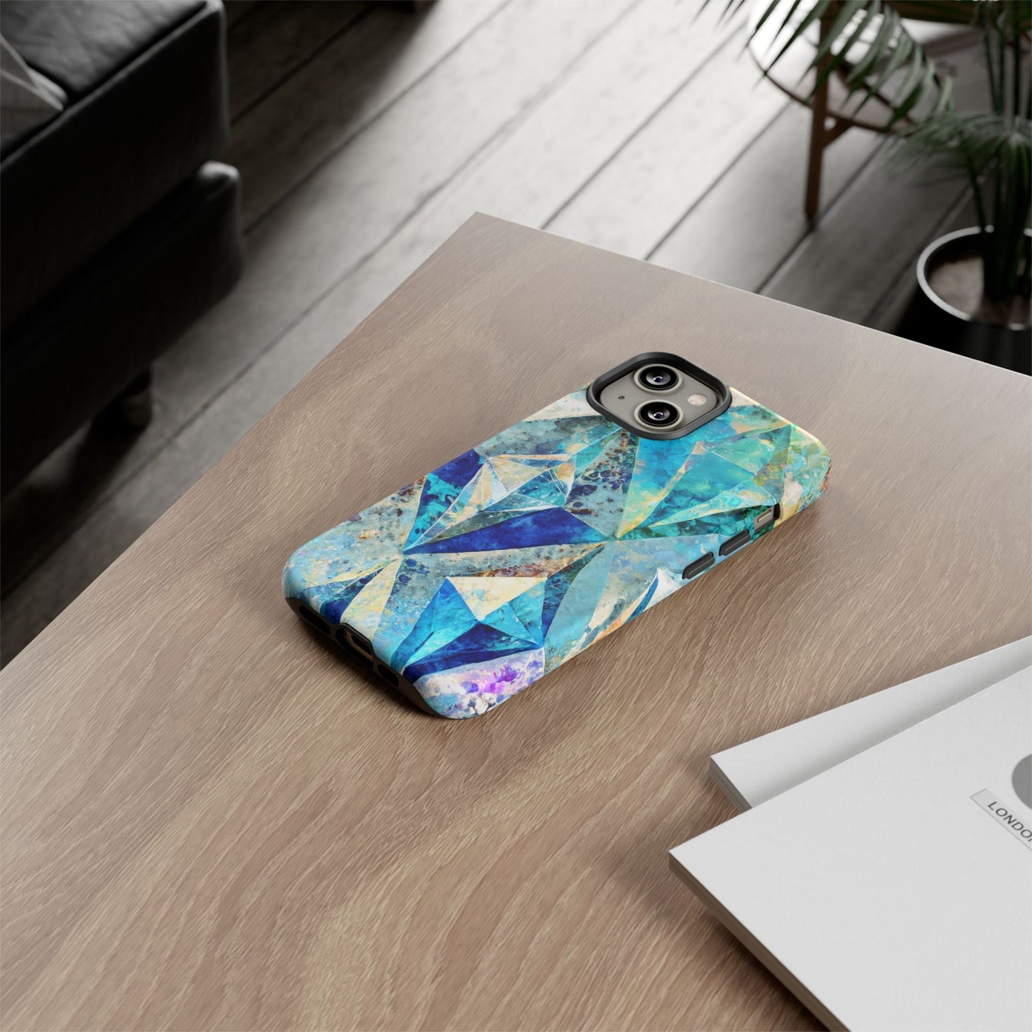 Diamond Blue Abstract Tough Phone Case