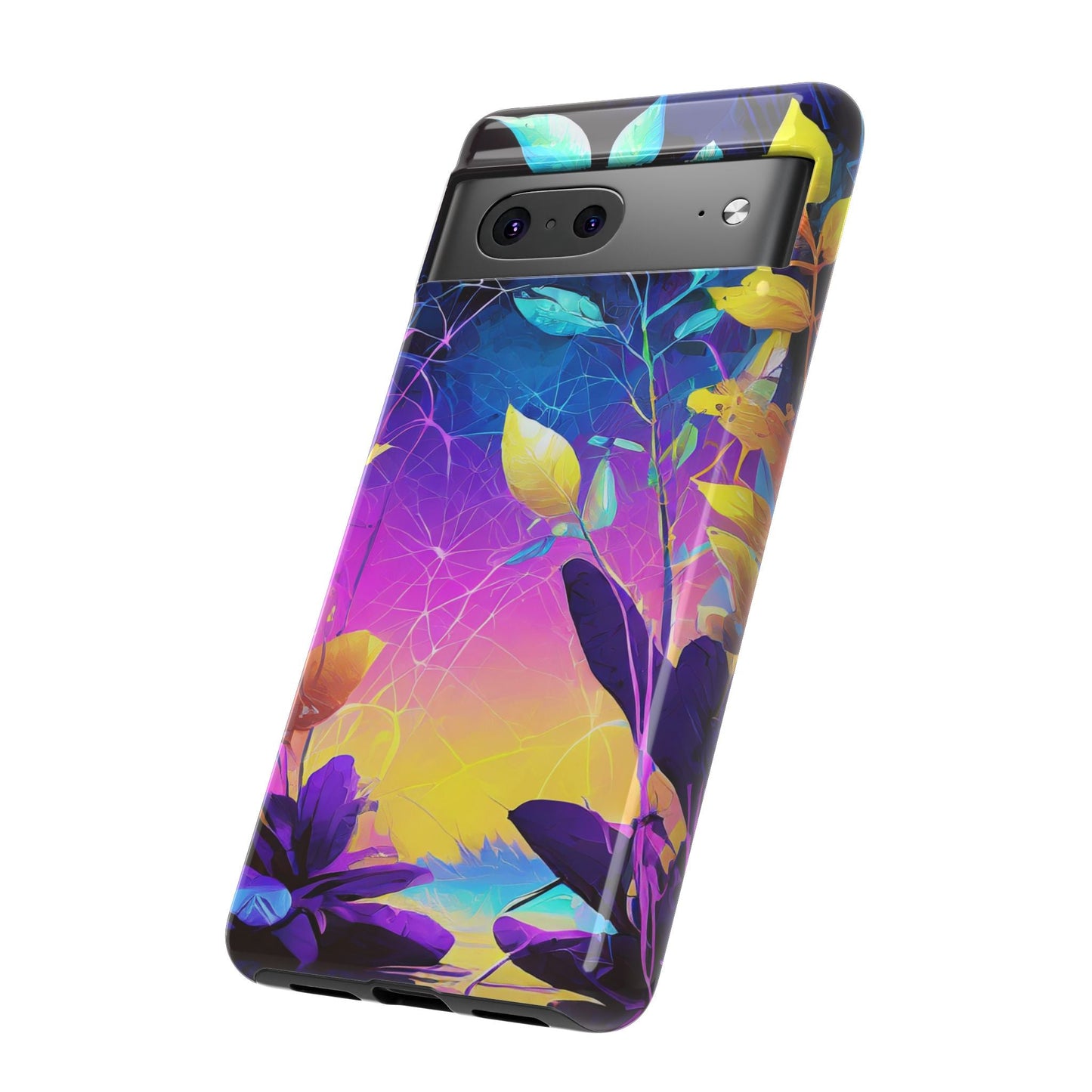 Artistic Vibrant Neon Floral Leaf Tough Phone Case