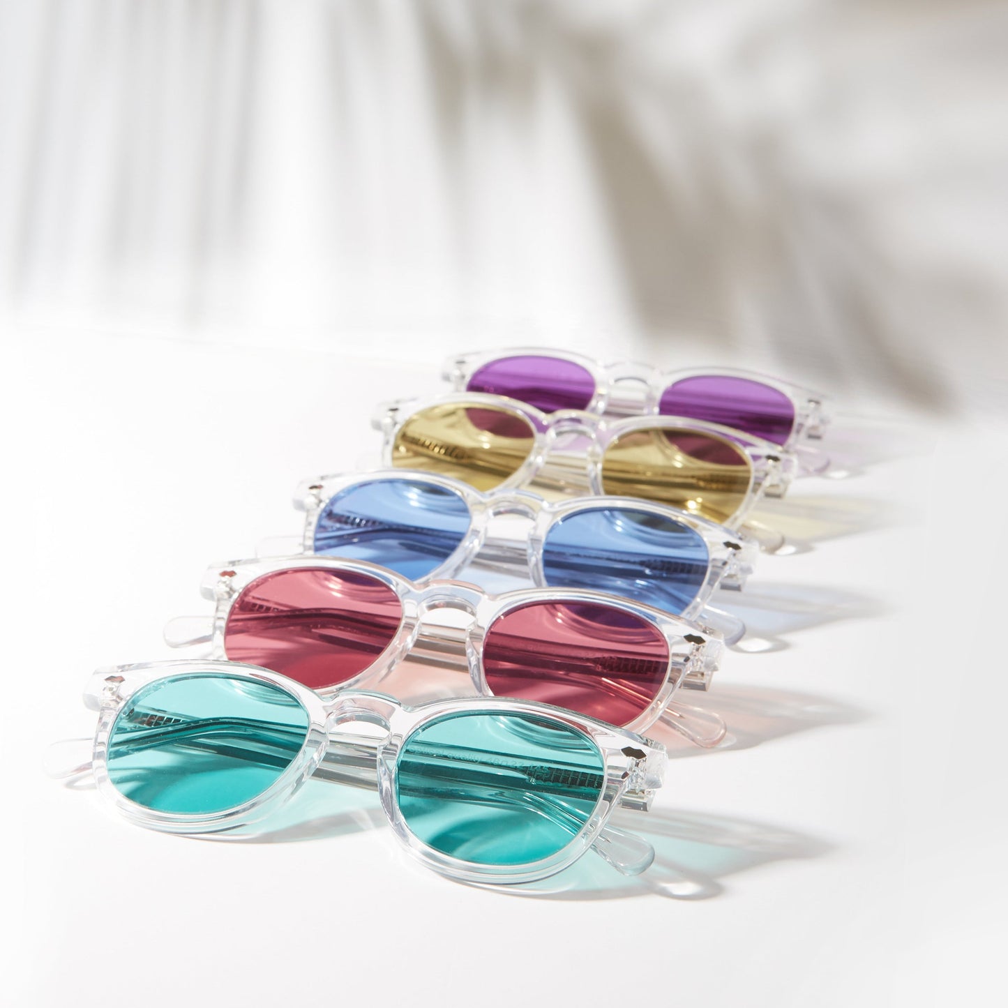 Clear Acetate Square Sunglass with Colored Lenses - Benson