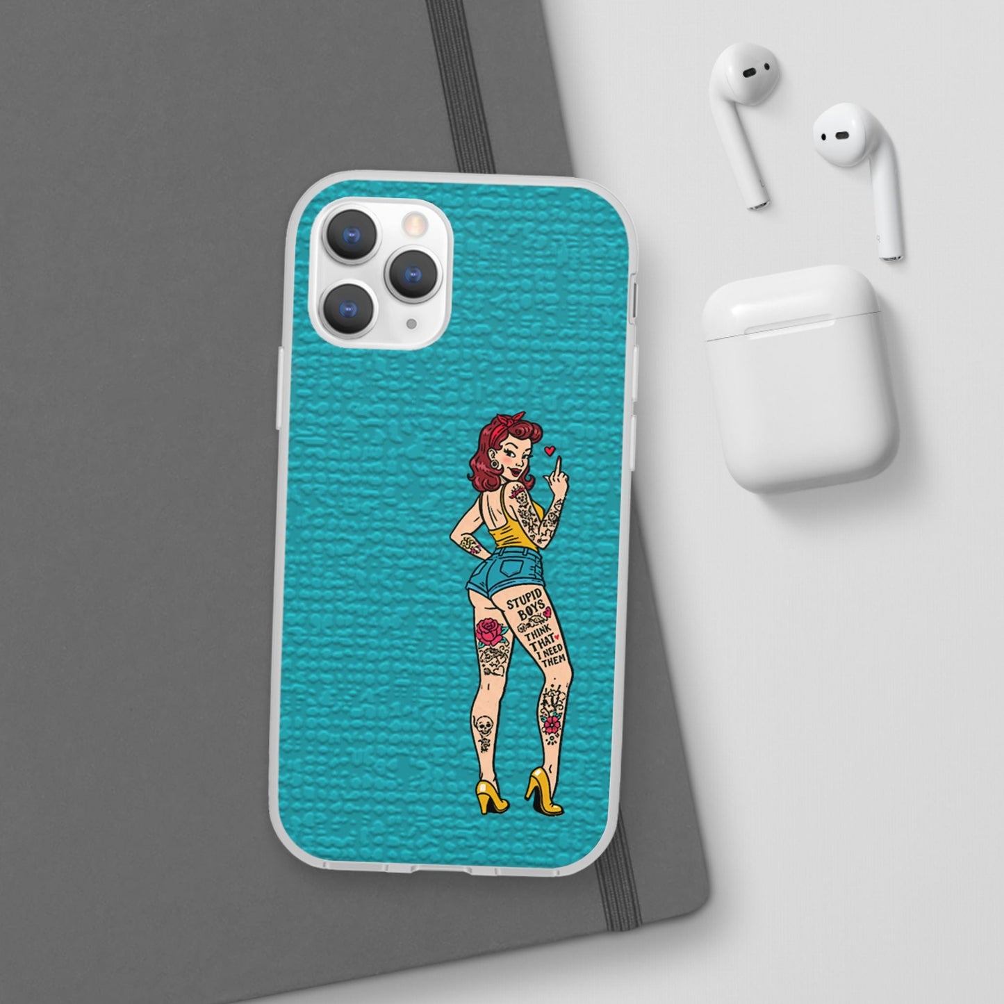 Sassy Pin-Up Stupid Boys Teal Flexi Phone Case