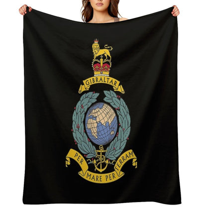 Royal Marines Commando Gibraltar Emblem Throw Blanket