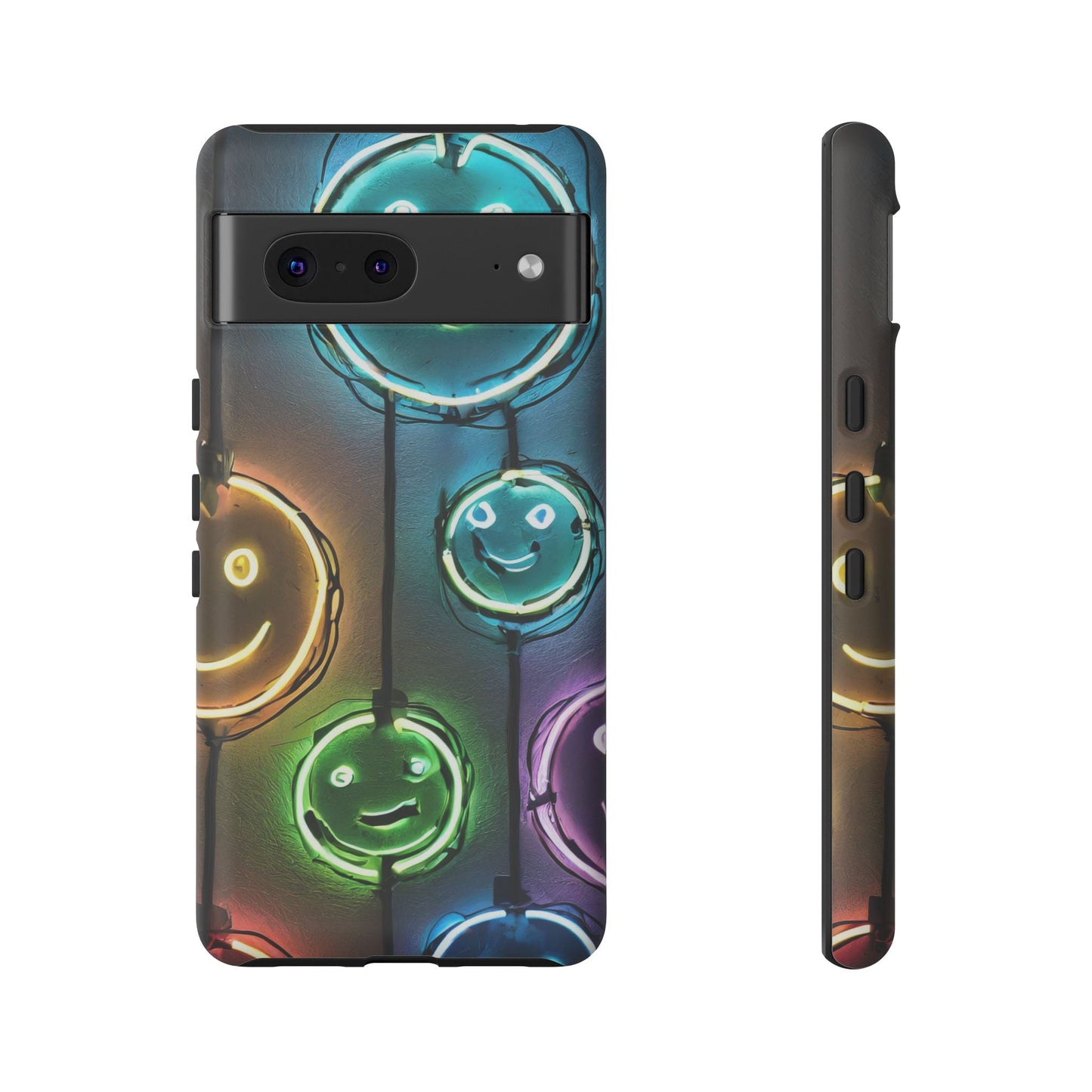 Colorful Neon Smiley Face Phone Case - Tough & Stylish Protection