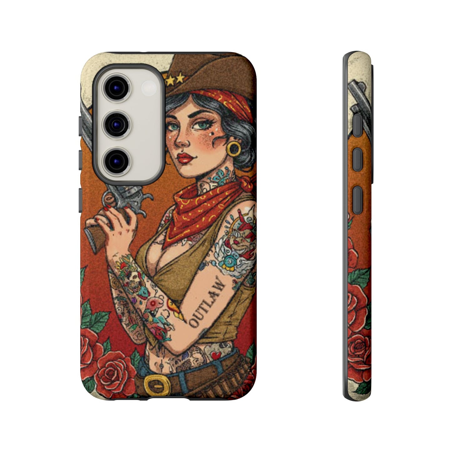 Vintage Western Tough Phone Case with Outlaw Design