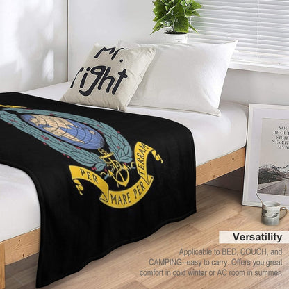 Royal Marines Commando Gibraltar Emblem Throw Blanket