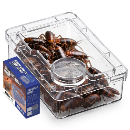 Escape-Proof Reptile Live Feeder with Built-In Supplement Well