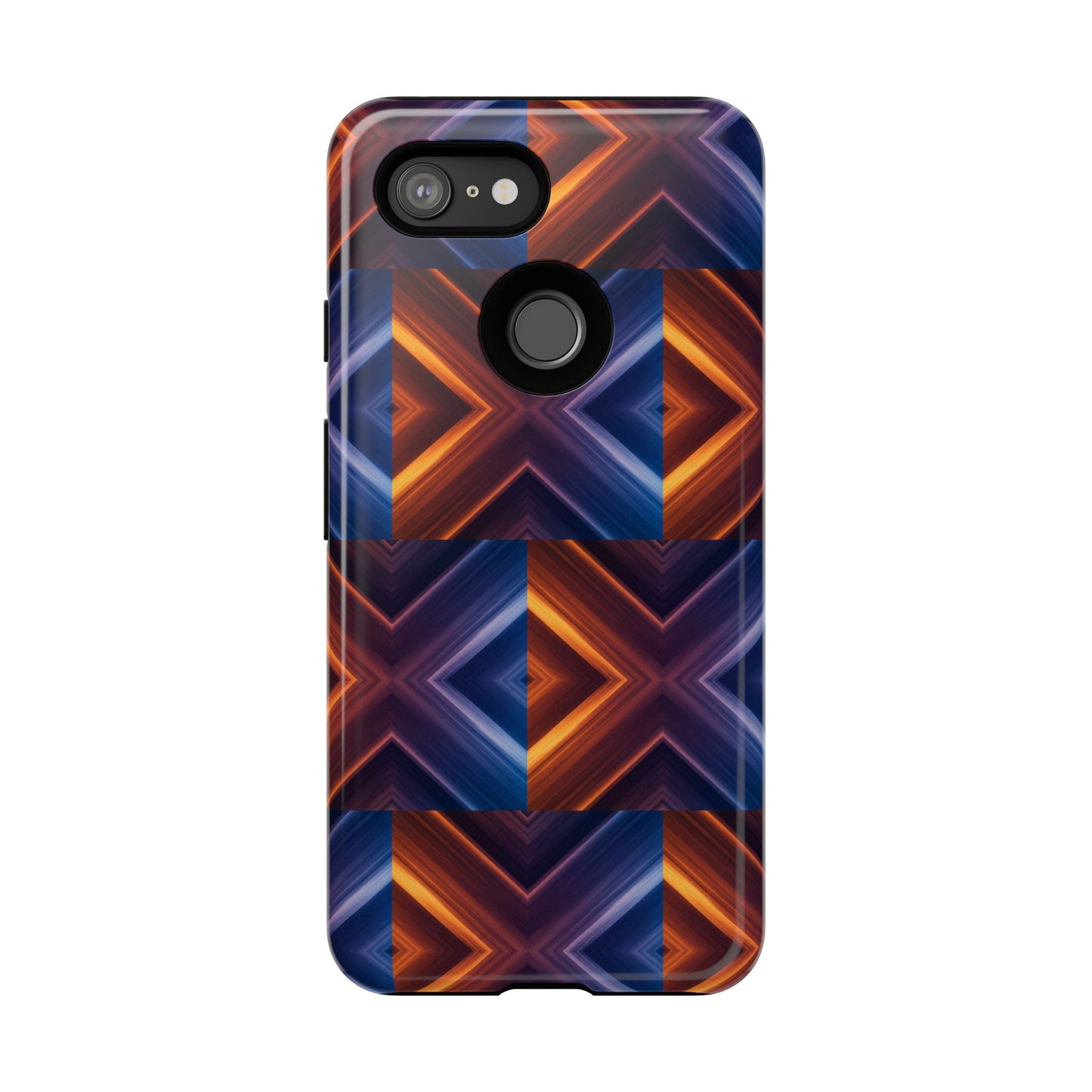 Stylish Tough Phone Case With Blue & Orange Abstract Design