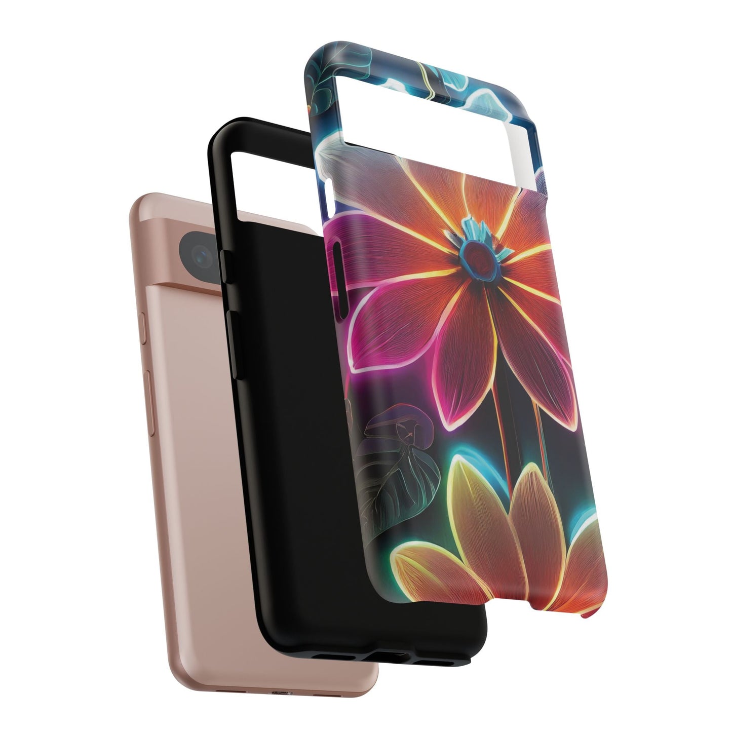 Vibrant Neon Flowers Tough Phone Case