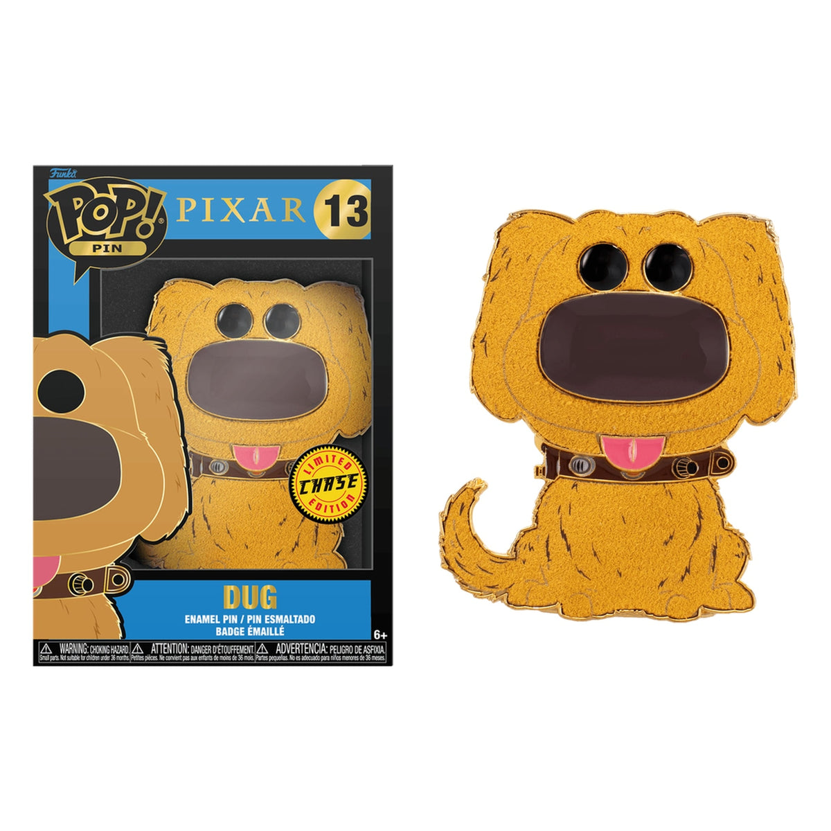 Funko Pop Pin Disney Up: Dug (Flocked Chase) 4-Inch Enamel Pin #13