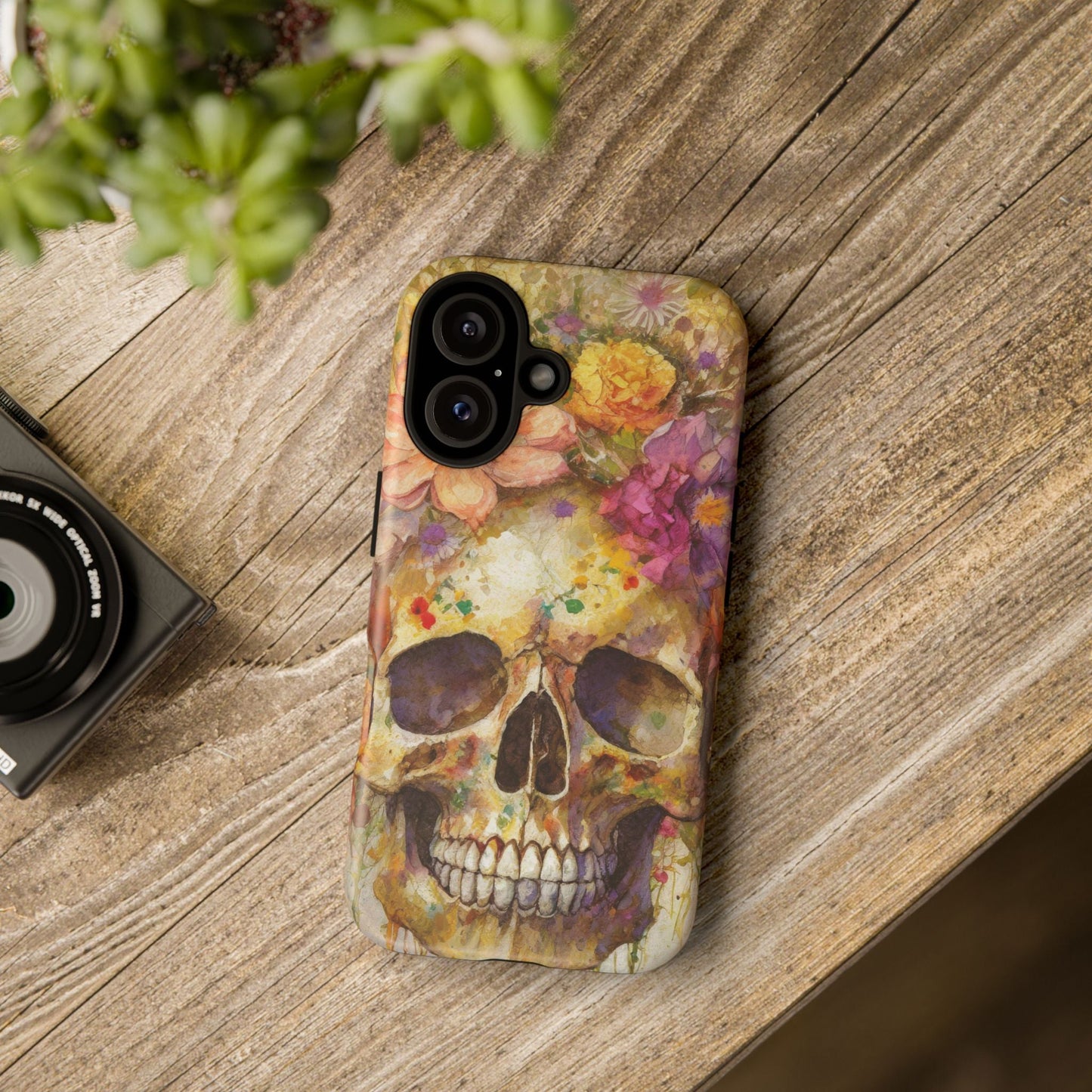 Unique Floral Skull Tough Phone Case