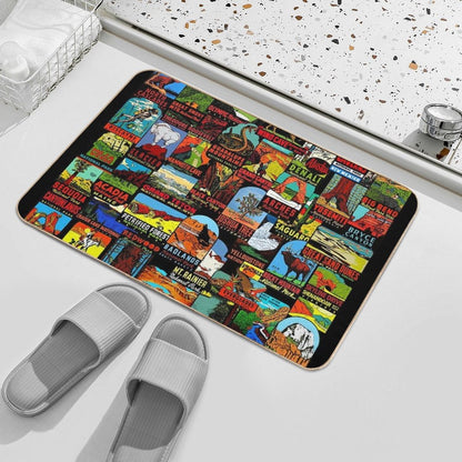 American National Parks Vintage Travel Decal Bomb Bath Mat