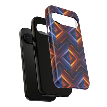 Stylish Tough Phone Case With Blue & Orange Abstract Design
