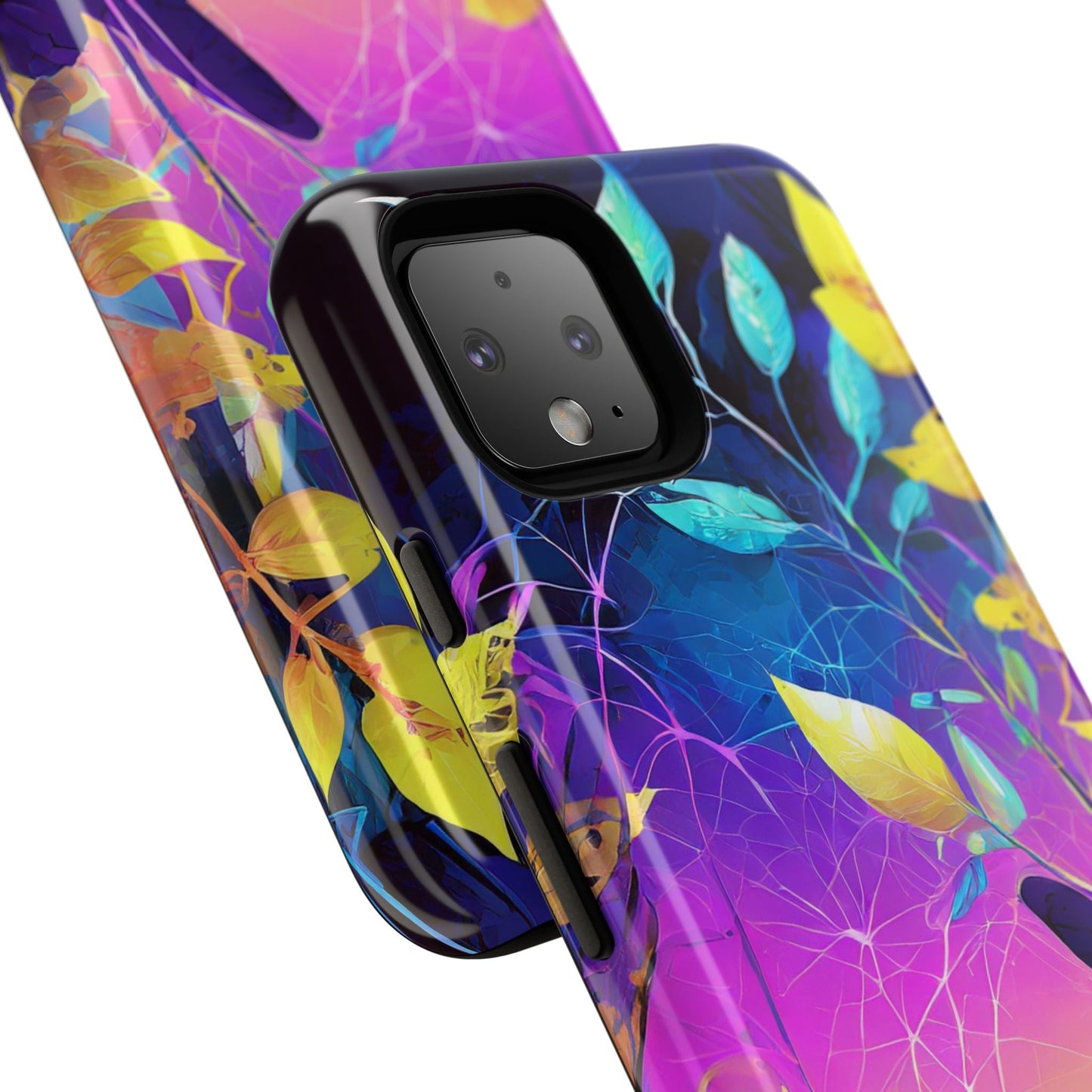 Artistic Vibrant Neon Floral Leaf Tough Phone Case