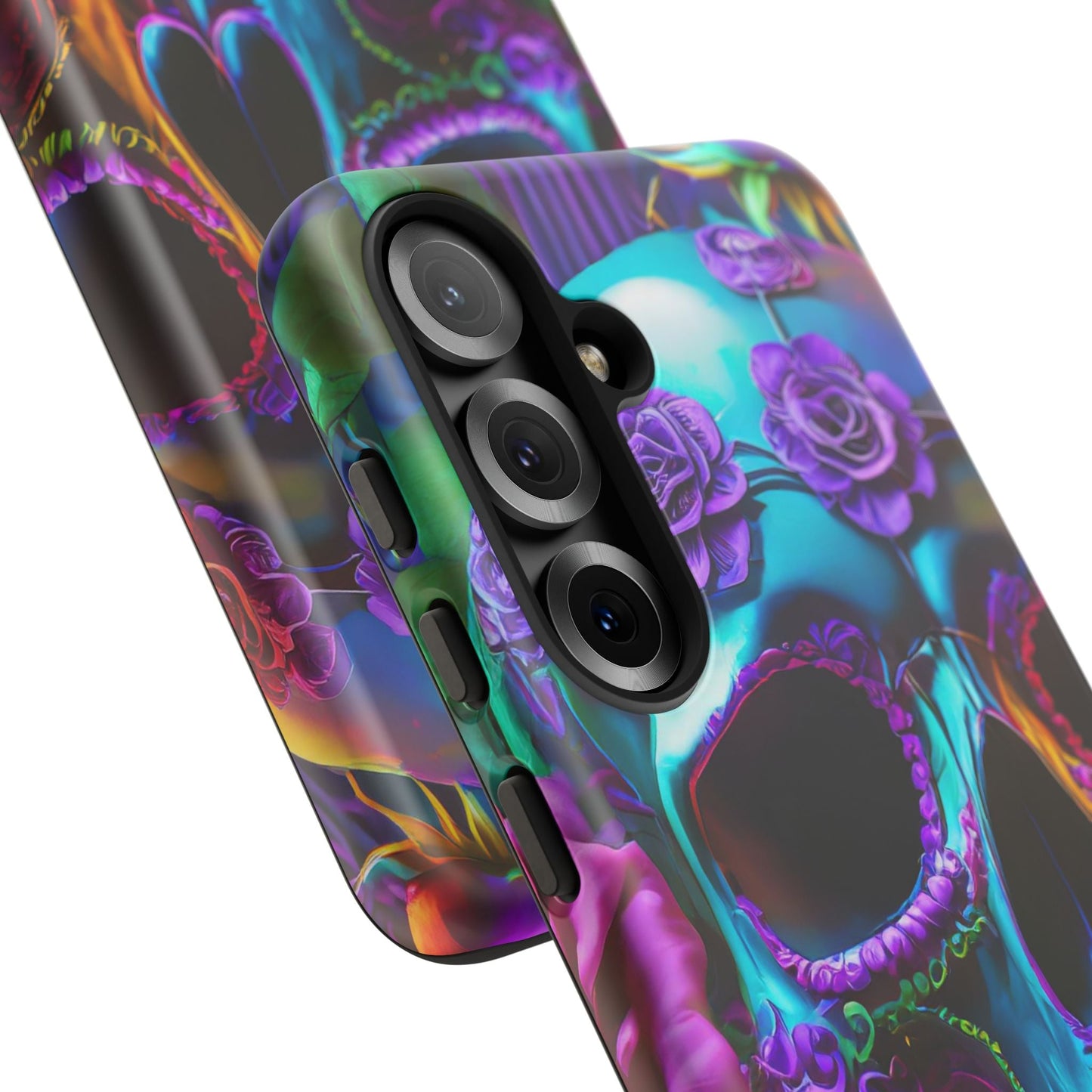 Neon Skull and Roses Vibrant Tough Phone Case