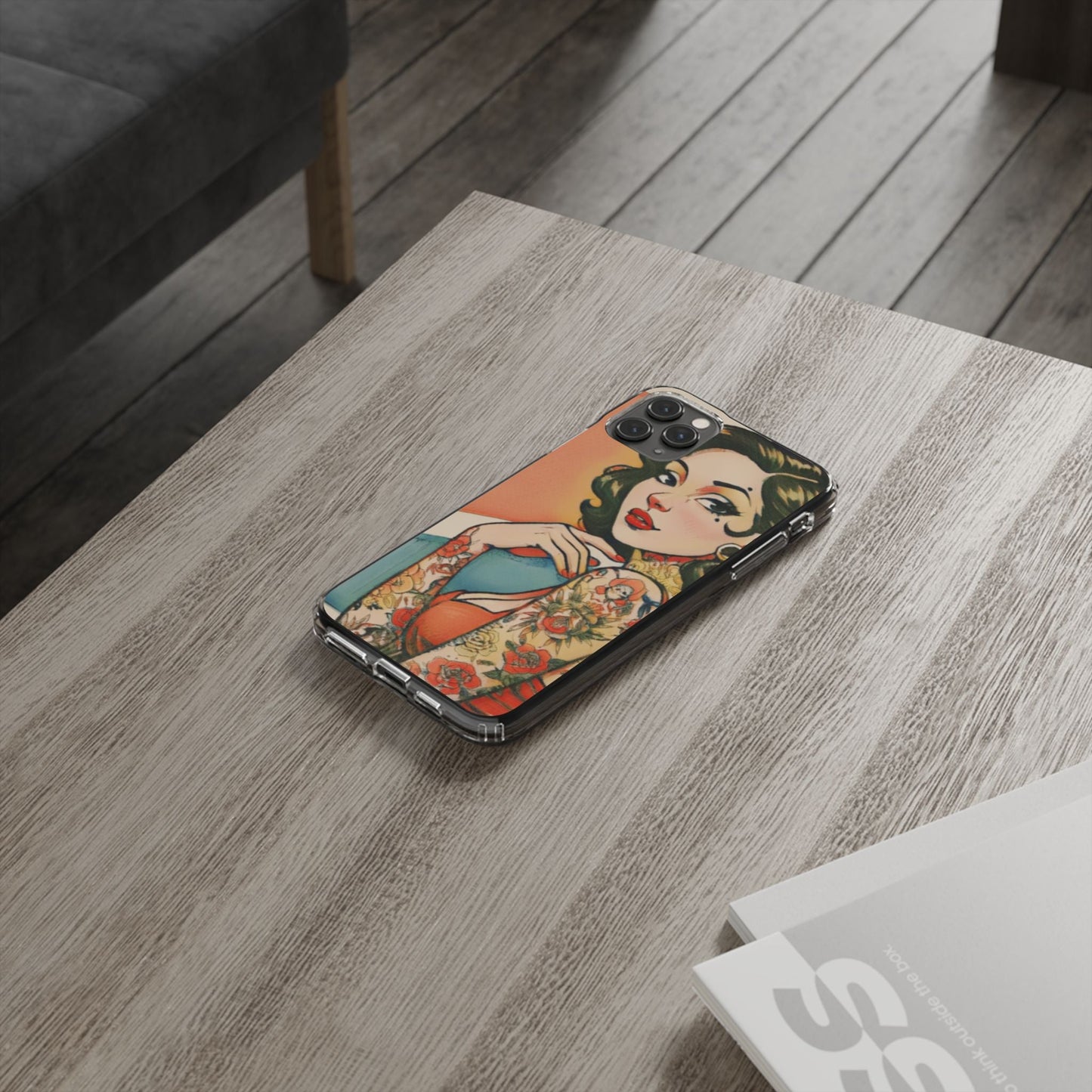 Retro Pin Up Clear Phone Case