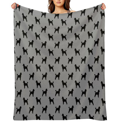 Black Toy Poodle Silhouette(s) Throw Blanket