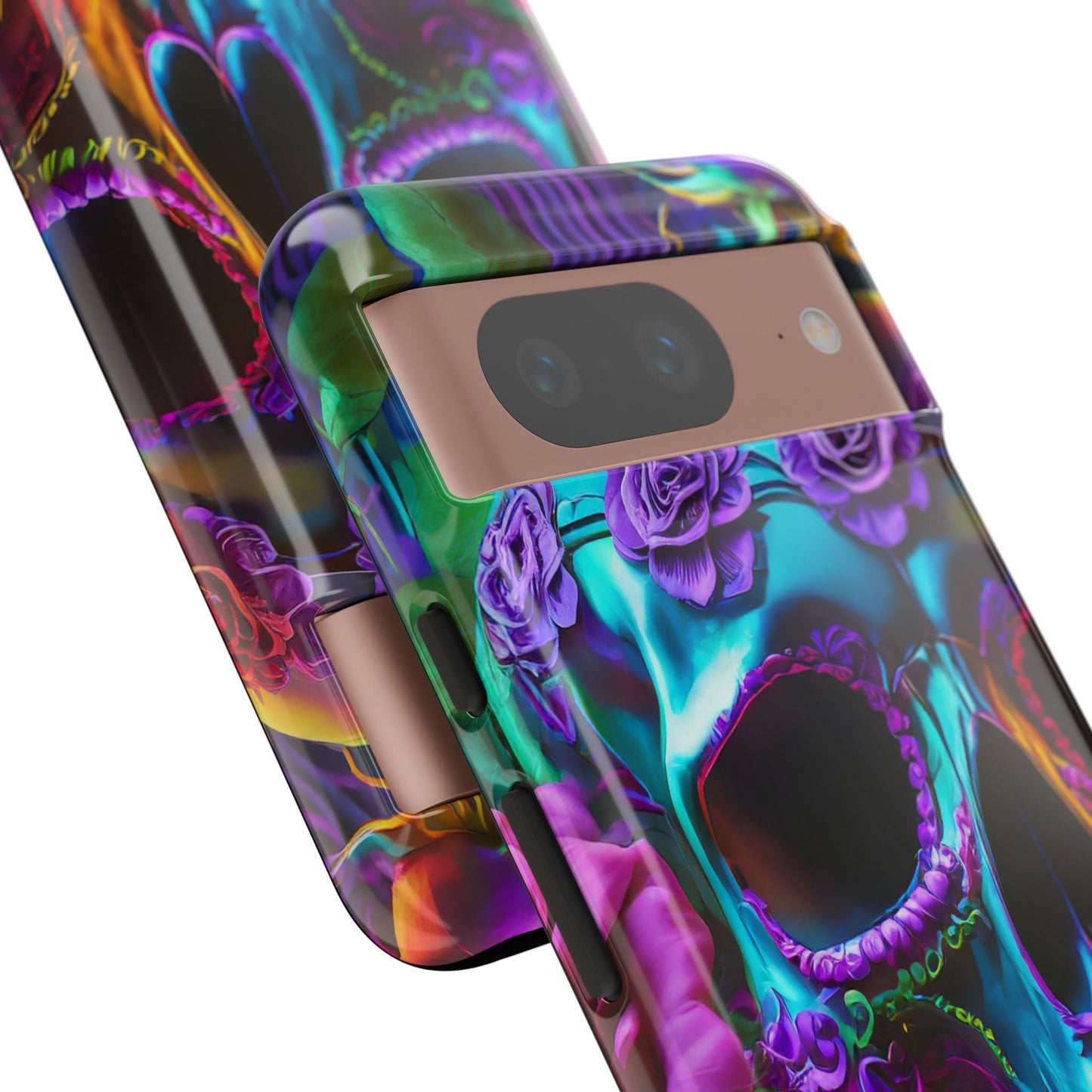 Neon Skull and Roses Vibrant Tough Phone Case
