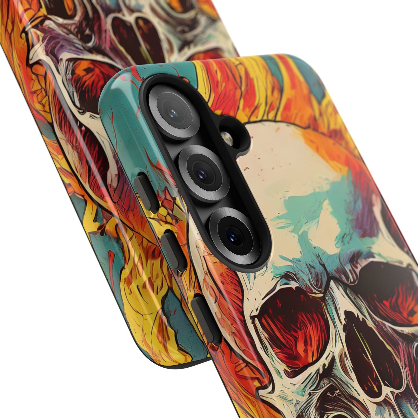 Flaming Skull Tough Phone Case