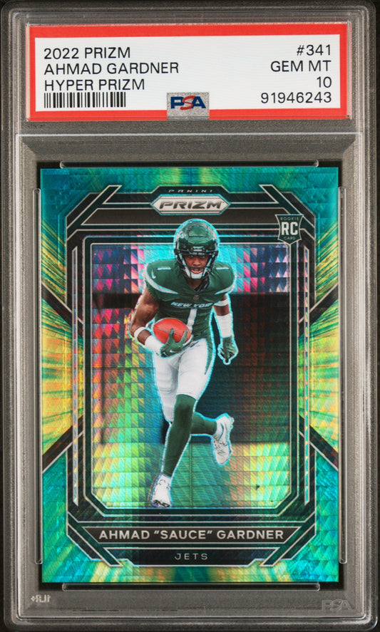 Graded 2022 Panini Prizm Ahmad Gardner #341 Hyper Prizm #/175 Rookie RC Football Card PSA 10 Gem Mint