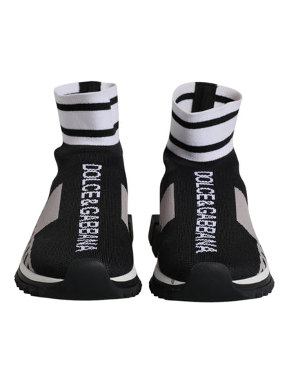 Dolce & Gabbana Black Gray Sorrento Socks Women Sneakers Shoes