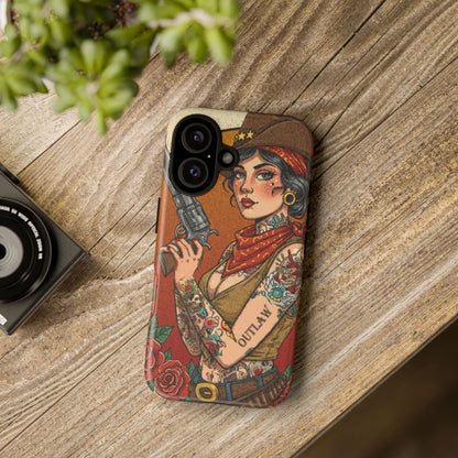 Vintage Western Tough Phone Case with Outlaw Design
