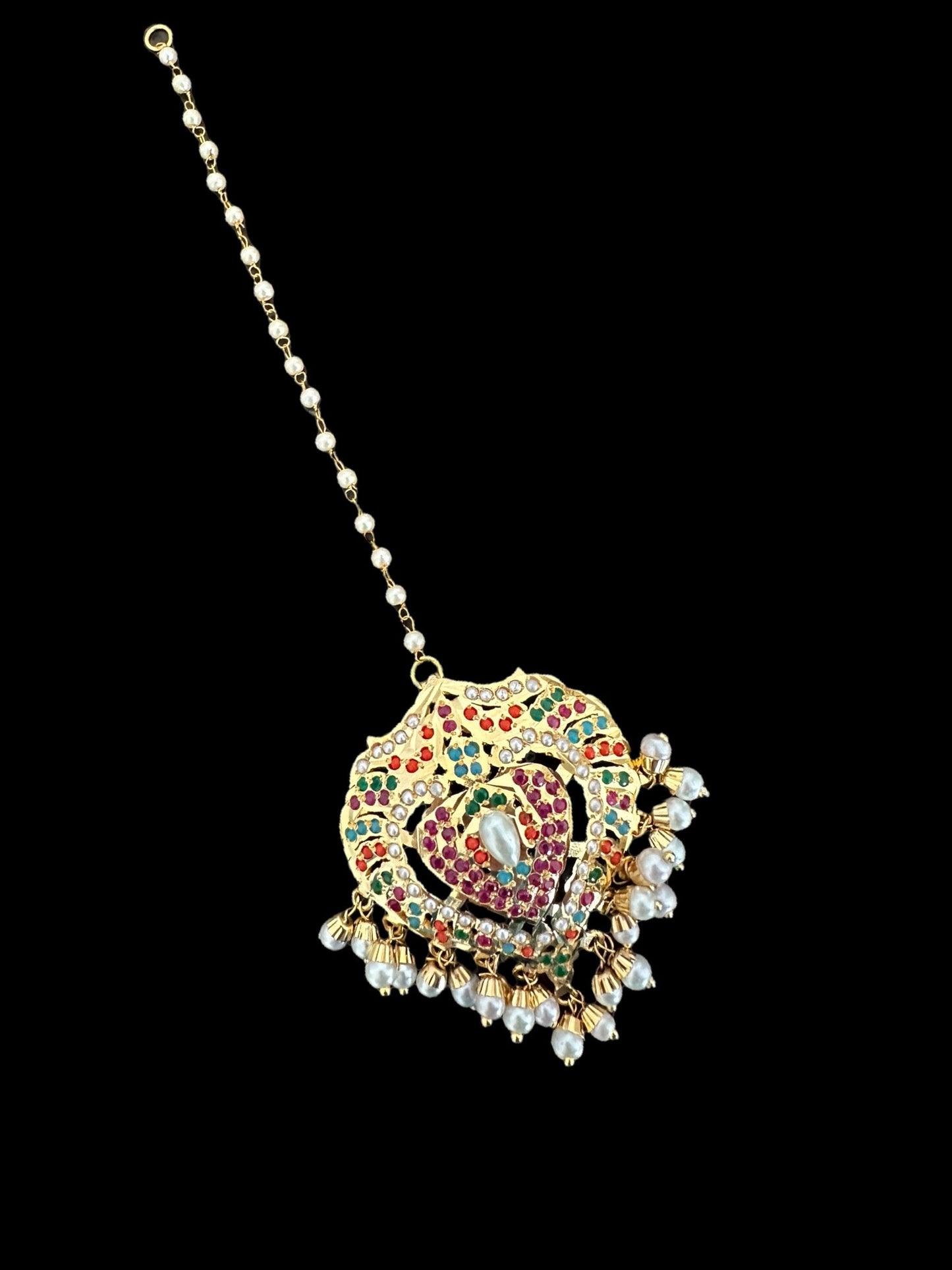 BR468 BAHAAR bridal set in Navratan and pearls ( SHIPS IN 3 WEEKS  )