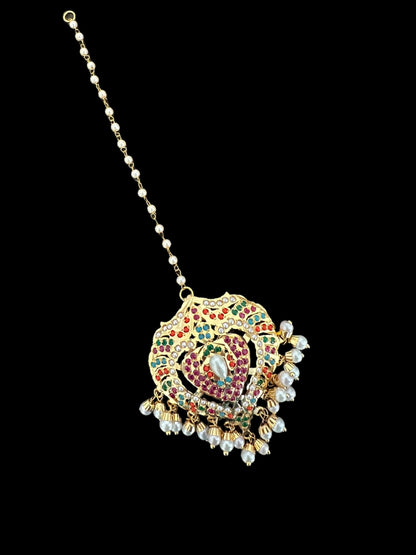 BR468 BAHAAR bridal set in Navratan and pearls ( SHIPS IN 3 WEEKS  )