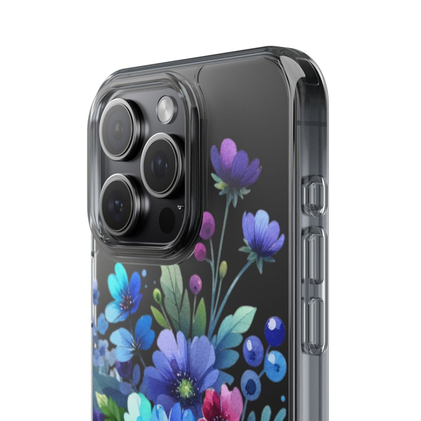 Vibrant Blue Floral Clear Phone Case